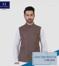 Asian-Style Khaki Colour Waistcoat